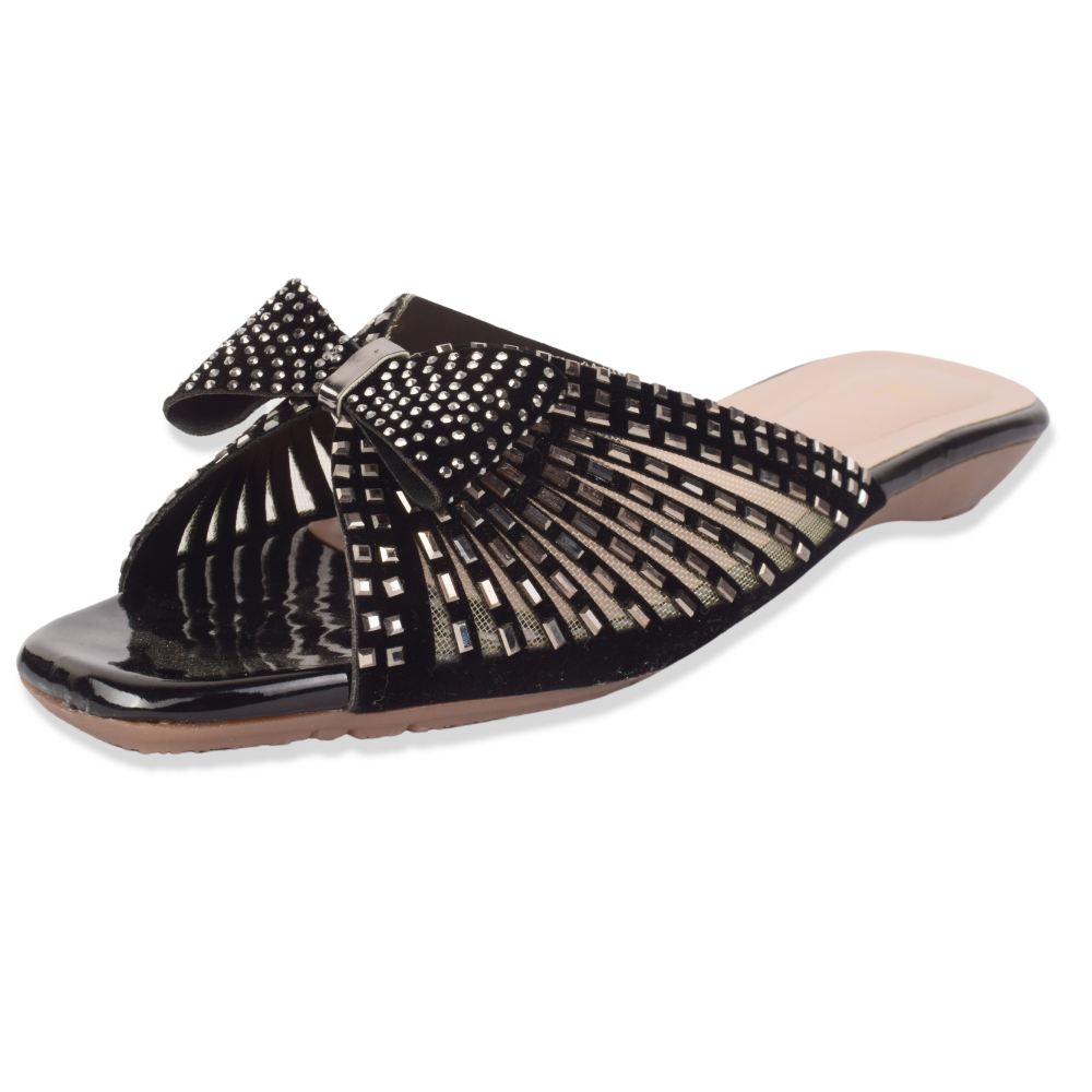 Elegant Stone Embellished Design Comfortable Flat Slippers