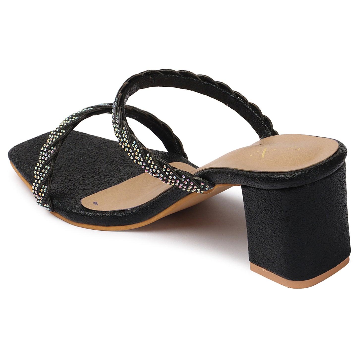 Graceful & Trendy Siroski Slippers With Block Heels