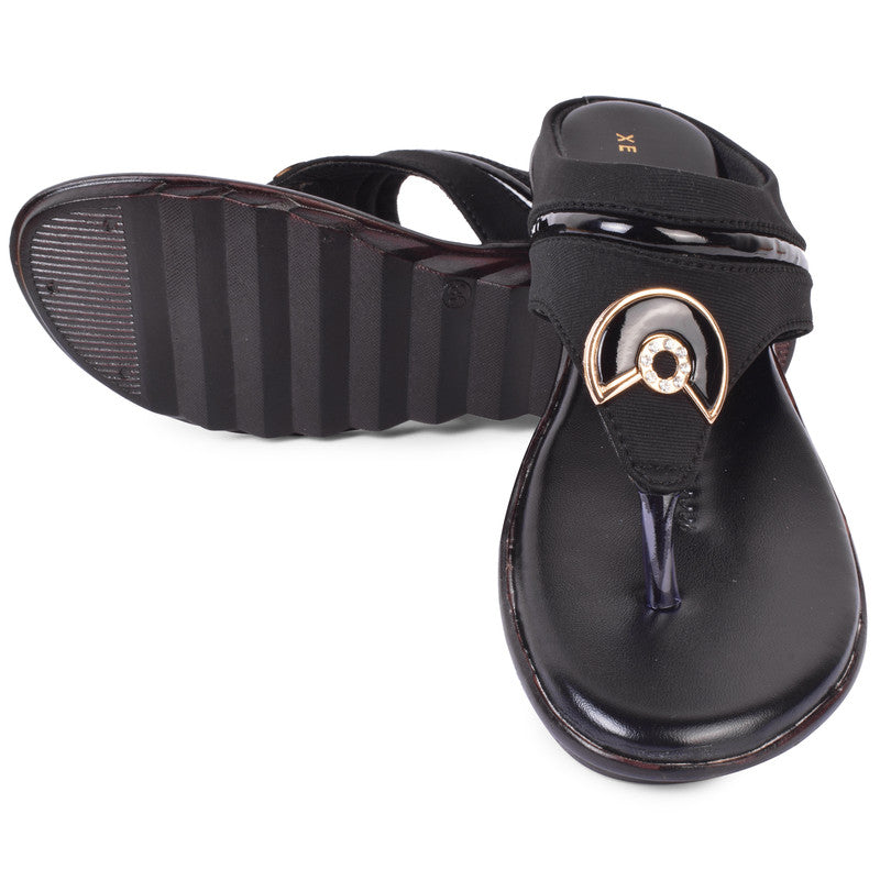 Classy & Timeless Comfortable Lycra Flat Slippers With Stylish Buckle