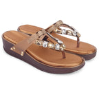 Contemporary Design Attractive Stone Embellished Comfortable Platform Slippers