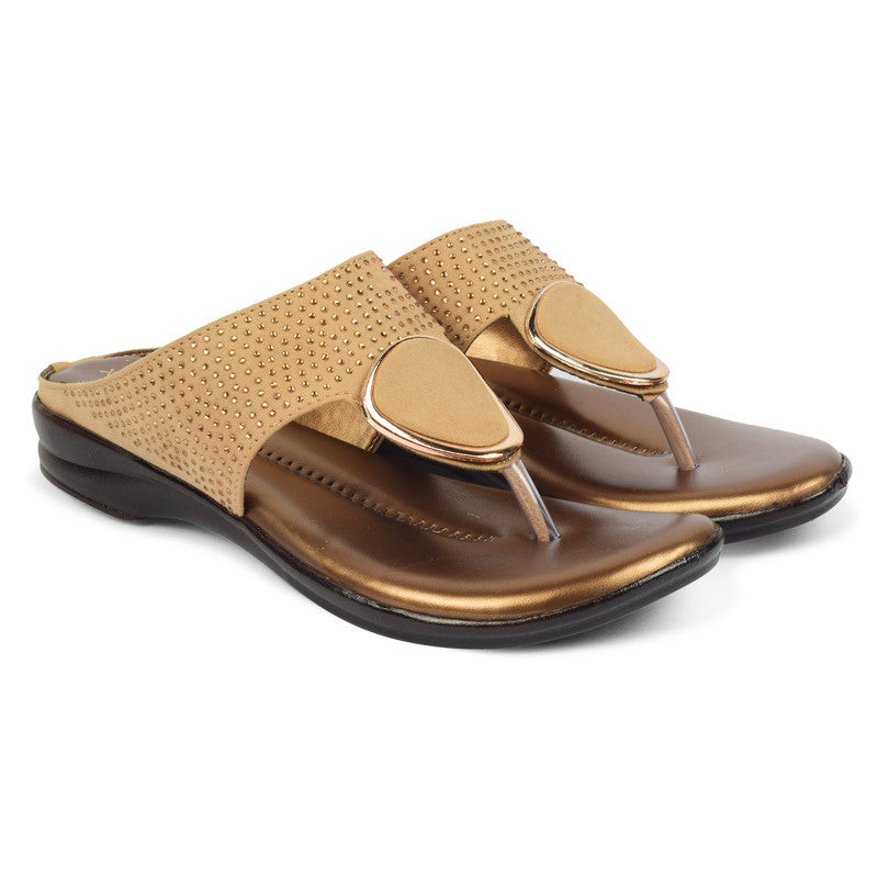 Chic & Timeless Siroski With Buckle Design Cushion Flat Slippers