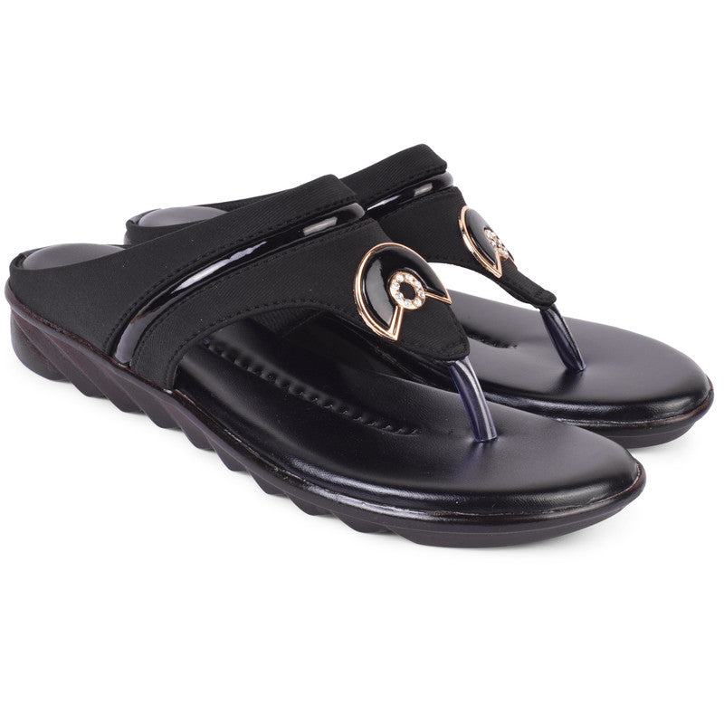 Classy & Timeless Comfortable Lycra Flat Slippers With Stylish Buckle