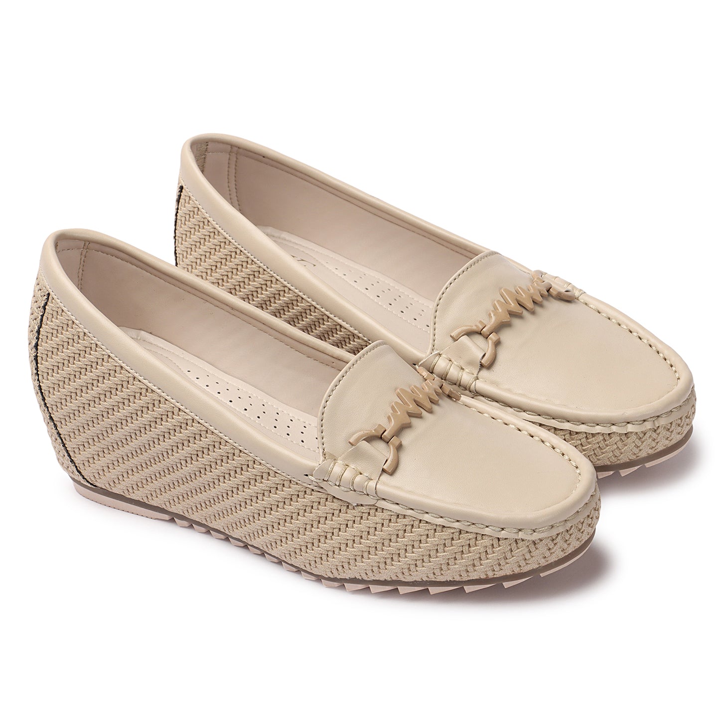 Textured Design Comfortable & Graceful Loafers With Heels