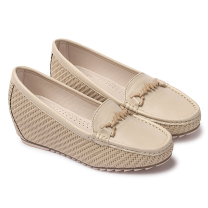 Textured Design Comfortable & Graceful Loafers With Heels