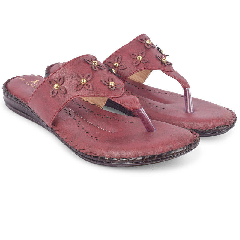 Trendy & Graceful Flowery Design Flat Slippers