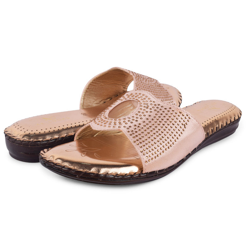 Elegant & Glamorous Siroski Design Comfortable Flat Slippers