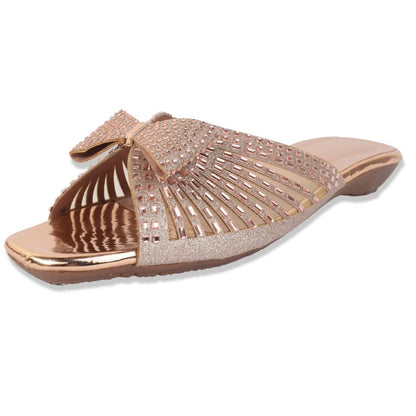 Elegant Stone Embellished Design Comfortable Flat Slippers