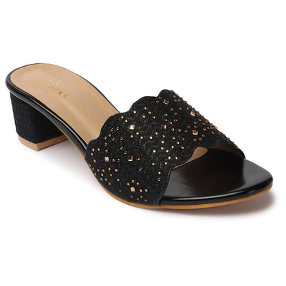 Glamorous & Graceful Comfortable Siroski Slippers With Heels