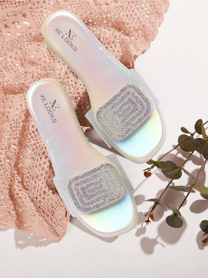 Glamorous & Trendy Embellished Fancy Flat Slippers