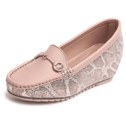 Snake Print Comfortable Loafers With Buckle Design