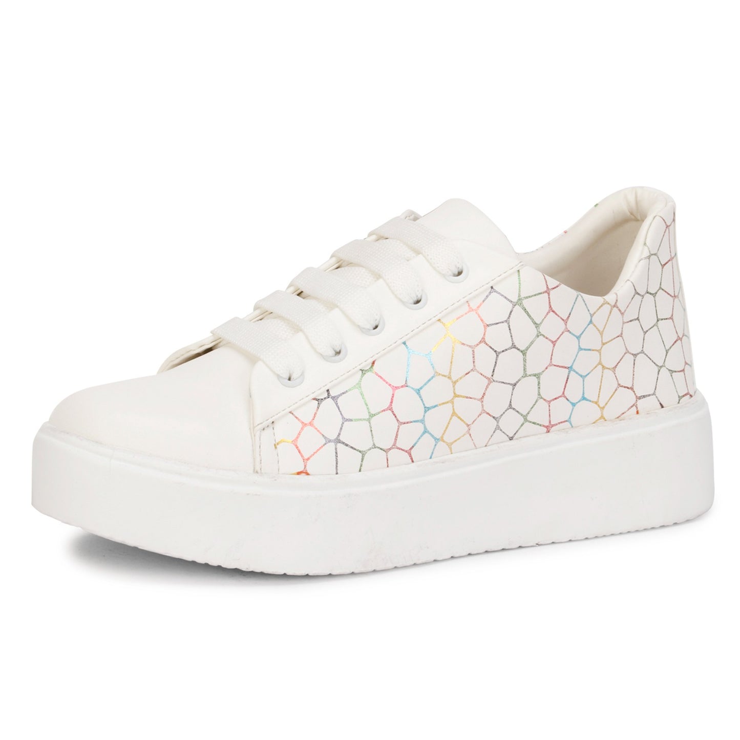 Colourful Pentagon Design 100% Vegan Leather Chunky Sneakers