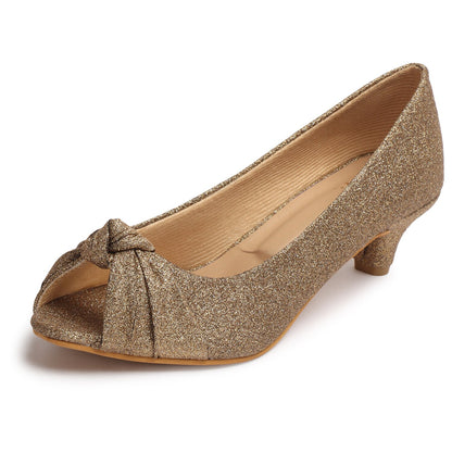 Graceful & Shiny Pencil Heel Peep Toes Ballerinas With Short Heels