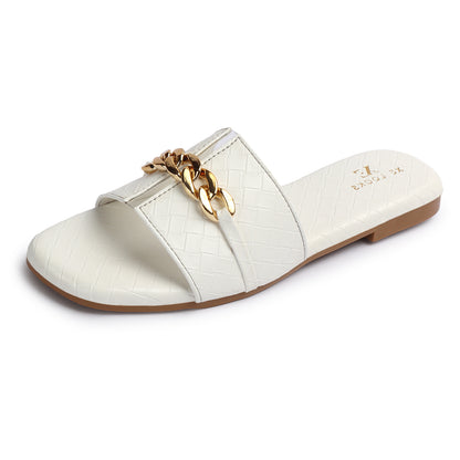 Buckle & Textured Soft Comfortable Casual Flats Slippers