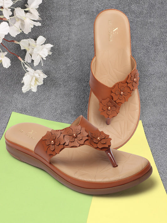 Elegant Flower Design California-Make Soft & Comfortable Flat Slippers