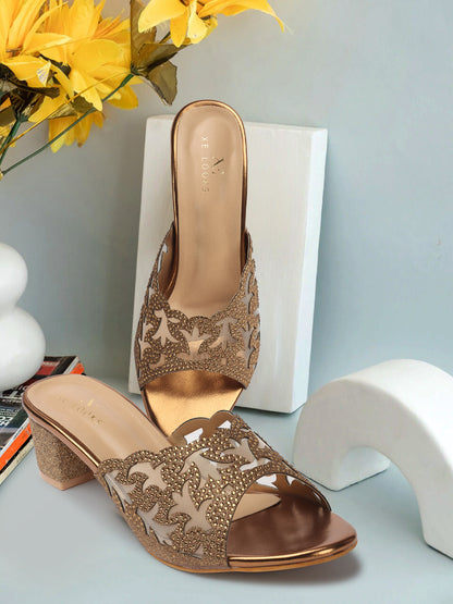 Comfortable & Stylish Siroski Slippers With Short Heels