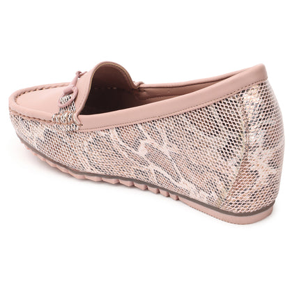 Snake Print Comfortable Loafers With Buckle Design