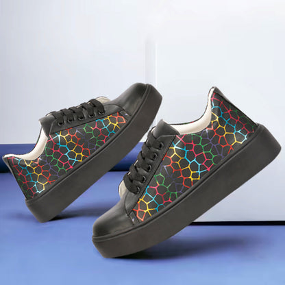 Colourful Pentagon Design 100% Vegan Leather Chunky Sneakers