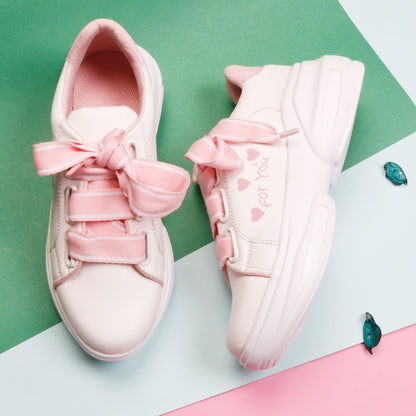 Cute & Comfortable Small Hearts Design 100% Vegan Leather Sneakers