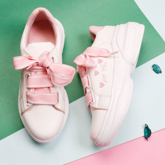 Cute & Comfortable Small Hearts Design 100% Vegan Leather Sneakers