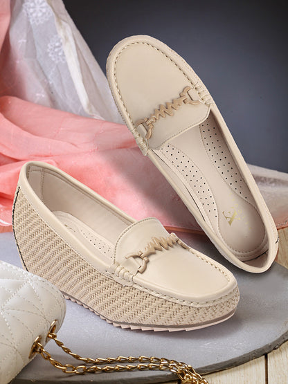 Textured Design Comfortable & Graceful Loafers With Heels