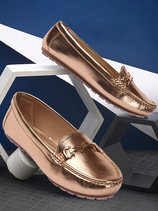 Chic & Elegant Textured Loafers With Cushioned Footbed